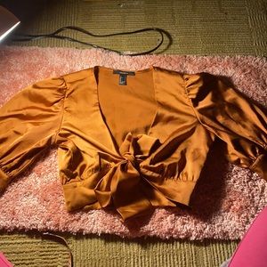 small rusted orange cropped shirt, worn once!